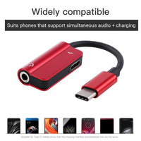 Type-C to 3.5mm Audio Adapter and Charging Cable - Red NOCO