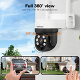 SriHome DH006 4MP 2K Solar Wireless Security Camera - 350° Pan/Tilt Full Color Night Vision & IP65 Waterproof - SriHome