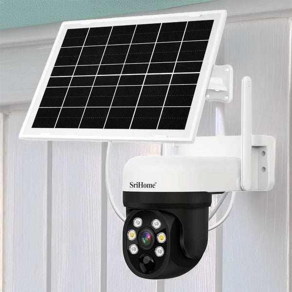 SriHome DH006 4MP 2K Solar Wireless Security Camera - 350° Pan/Tilt Full Color Night Vision & IP65 Waterproof - SriHome