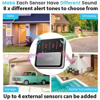 Driveway and Gate Solar Sensor Security Alert Sender and Base Station 800metre range 4 Channel - NOCO