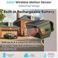 Driveway and Gate Solar Sensor Security Alert Sender and Base Station 800metre range 4 Channel - NOCO