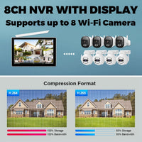 SriHome NVS010 10.1’’ NVR with 10.1’’ Screen 4 x Wi-Fi 5MP Security Cameras Set - SriHome