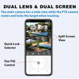 Q821 Dual Camera Wi-Fi PTZ Auto Lock/Track Security Camera with LED lights IR Nightvision Siren - Noco