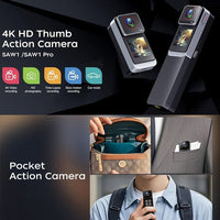 Saw1 Pro 4K Wi-Fi Dual Touch Screen Action Cam 6xGyro Stabilization Sony Lens Waterproof Case Mount Kit - Soocoo