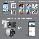 SriHome SH054 4MP + 2MP + 2MP Wi-Fi Tri-Lens Pan/Tilt Security Camera Panoramic View - SriHome