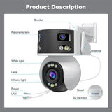 SriHome SH054 4MP + 2MP + 2MP Wi-Fi Tri-Lens Pan/Tilt Security Camera Panoramic View - SriHome