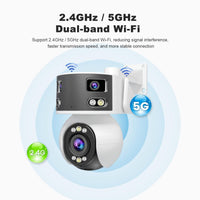 SriHome SH054 4MP + 2MP + 2MP Wi-Fi Tri-Lens Pan/Tilt Security Camera Panoramic View - SriHome
