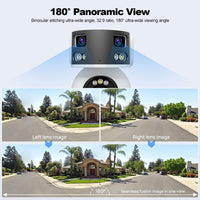 SriHome SH054 4MP + 2MP + 2MP Wi-Fi Tri-Lens Pan/Tilt Security Camera Panoramic View - SriHome