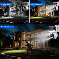 SriHome SH054 4MP + 2MP + 2MP Wi-Fi Tri-Lens Pan/Tilt Security Camera Panoramic View - SriHome