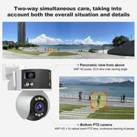 SriHome SH055 4MP + 2MP + 2MP 5X Optical Zoom Wi-Fi Tri-Lens PTZ Camera Panoramic View (Copy) - SriHome