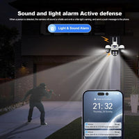 SriHome SH069 4-In-1 Quad Lens Wi-Fi Smart Security Camera 3 x Pan/Tilt and 1 x Static Lens - SriHome