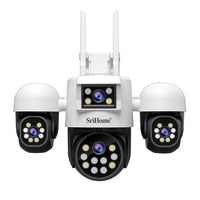 SriHome SH069 4-In-1 Quad Lens Wi-Fi Smart Security Camera 3 x Pan/Tilt and 1 x Static Lens - SriHome