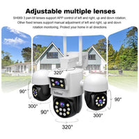 SriHome SH069 4-In-1 Quad Lens Wi-Fi Smart Security Camera 3 x Pan/Tilt and 1 x Static Lens - SriHome