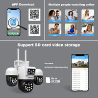 SriHome SH069 4-In-1 Quad Lens Wi-Fi Smart Security Camera 3 x Pan/Tilt and 1 x Static Lens - SriHome