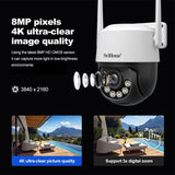 Srihome SH072 4K 8MP PTZ Security Camera | AI Auto-Tracking Dual-Band WiFi & Full-Color Night Vision - SriHome