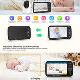 5’’ LCD Video Baby Monitor and Pan/Tilt Camera 2-Way Talk Lullaby Temp Monitoring - Noco