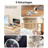 Yesido KM26 | 3.5-inch Wireless Video Baby Monitor with HD Night Vision & Crying Detection - Yesido