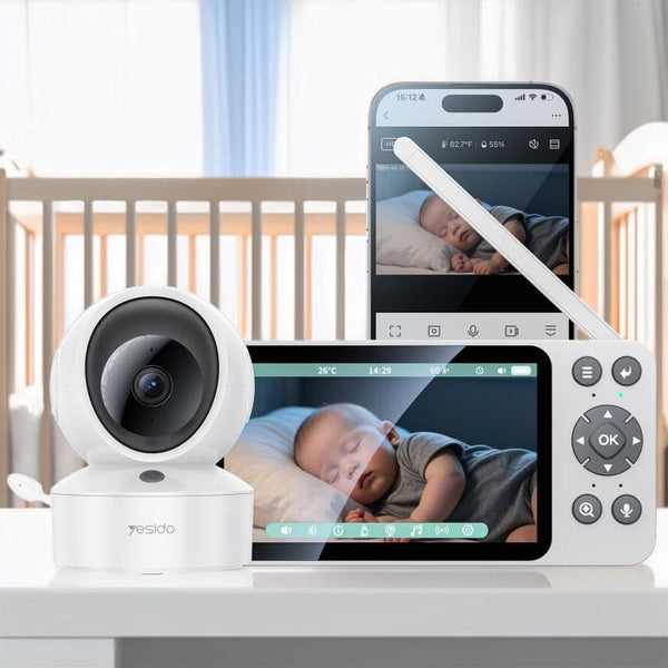 Yesido KM28 Smart 5-inch HD WiFi Baby Monitor with Crying/Motion Detection Phone App Secure Night Vision and Two-Way Intercom - Yesido