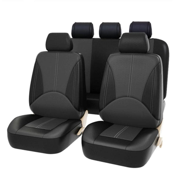 Universal Fit PU Leather Car 5 Seat Covers and Headrest Covers Grey Noco