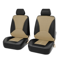 Universal Fit PU Leather Car Front Bucket Seat Covers and Headrest Covers (Pair) Beige Noco