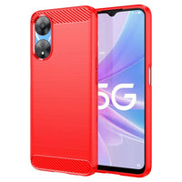 Oppo A58 5G / A58X / A78 5G Carbon Brushed Texture Phone Cover - Red - Cover Noco