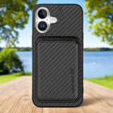 Apple iPhone 17 Carbon Magsafe Cover with Removable Card Wallet - Black - Noco