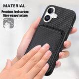 Apple iPhone 17 Carbon Magsafe Cover with Removable Card Wallet - Black - Noco