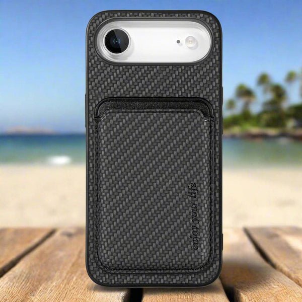 Apple iPhone 17 Air Carbon Magsafe Cover with Removable Card Wallet - Black - Noco