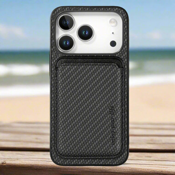 Apple iPhone 17 Pro Carbon Magsafe Cover with Removable Card Wallet - Black - Noco
