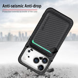 Apple iPhone 17 Pro Carbon Magsafe Cover with Removable Card Wallet - Black - Noco