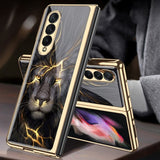 Samsung Galaxy Z Fold 3 Electroplated Frame Glass Rear Panel Rigid Cover - Lion - Cover Noco