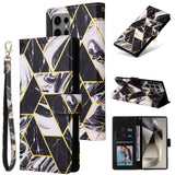 Samsung Galaxy S25 Ultra Marble Patterned Flip Wallet Card Slots - Black - Noco