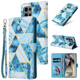 Samsung Galaxy S25 Ultra Marble Patterned Flip Wallet Card Slots - Blue - Noco
