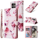 Samsung Galaxy S25 Ultra Marble Patterned Flip Wallet Card Slots - Pink - Noco