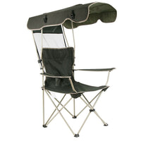 Large Outdoor Camping Chair with Fold Away Canopy 150KG Max Metal Pipes Cup Holder - Outdoors NOCO