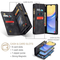 Samsung Galaxy A15 CaseMe 008 2 - In - 1 Wallet with Detachable Cover Card Slots + Zip Pocket