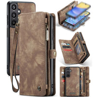 Samsung Galaxy A15 CaseMe 008 2 - In - 1 Wallet with Detachable Cover Card Slots + Zip Pocket - Brown