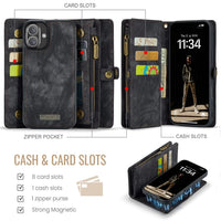 Apple iPhone 16 CaseMe 008 2-In-1 Wallet with Detachable Cover 8 Card Slots + Zip Pocket - CaseMe