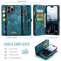 Apple iPhone 16 Pro CaseMe 008 2-In-1 Wallet with Detachable Cover 8 Card Slots + Zip Pocket - CaseMe