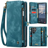 Samsung Galaxy S25 Ultra 5G CaseMe 008 2-In-1 Wallet with Detachable Cover 8 Card Slots + Zip Pocket - Blue - CaseMe