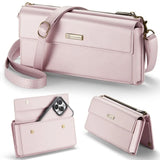 Universal CaseMe ME20 Phone Crossbody Wallet Shoulder and Wrist Strap Holds 7 Cards - Pink