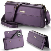 Universal CaseMe ME20 Phone Crossbody Wallet Shoulder and Wrist Strap Holds 7 Cards - Purple