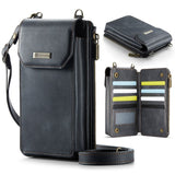 CaseMe ME40 Phone Crossbody Wallet Shoulder and Wrist Strap Card Slots - Black - CaseMe