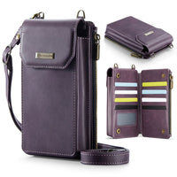 CaseMe ME40 Phone Crossbody Wallet Shoulder and Wrist Strap Card Slots - Purple - CaseMe