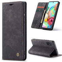 Samsung A71 CaseMe 013 Wallet Flip Cover with Magnetic Closing Card Slots - Black - Cover CaseMe