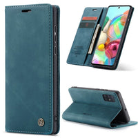 Samsung A71 CaseMe 013 Wallet Flip Cover with Magnetic Closing Card Slots - Blue - Cover CaseMe