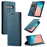 Samsung Galaxy S10 CaseMe 013 Wallet Flip Cover with Magnetic Closing Card Slots - Blue - Cover CaseMe
