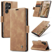 Samsung Galaxy S23 Ultra CaseMe 013 Wallet Flip Cover Magnetic Closing Cover Card Slots - Brown - Cover CaseMe