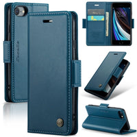 Apple iPhone 7 / 8 / SE CaseMe 023 Wallet Flip Cover RFID Protection Card Holder - Blue - Cover CaseMe