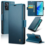 Oppo A57 4G / A57s 4G CaseMe 023 Wallet Flip Cover RFID Protection Card Holder - Blue - Cover Noco